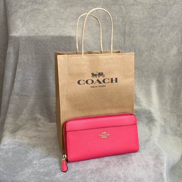 🩷COACH🩷Pink Accordion Zip Wallet with Dustbag/Style #76517/EUC - Picture 1 of 9